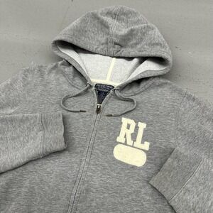 Polo Jeans Company Hoodie Mens Large Gray Full Zip Fleece RL 67 Logo Sweatshirt